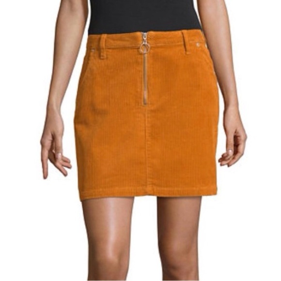 NWOT Arizona Jean Co Juniors Rust Orange Corduroy Zip Mini Skirt Size 13 - Picture 1 of 8
